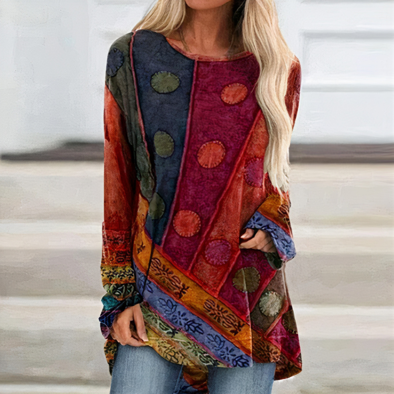 Damen Vintage-Leichtbluse mit lockerem Schnitt und zeitlosem Design