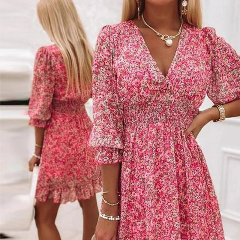 Damen Mini-Sommerkleid im Vintage-Stil mit luftigem Schnitt für ein leichtes, feminines Sommergefühl