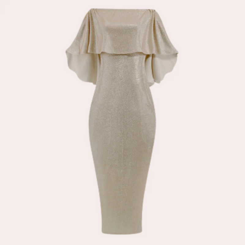 Damen Vintage schulterfreies Paillettenkleid mit funkelnden Details für elegante Anlässe.

