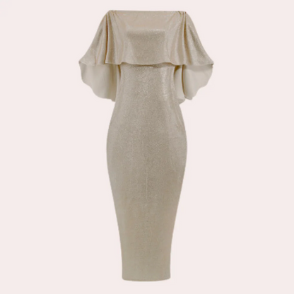 Damen Vintage schulterfreies Paillettenkleid mit funkelnden Details für elegante Anlässe.

