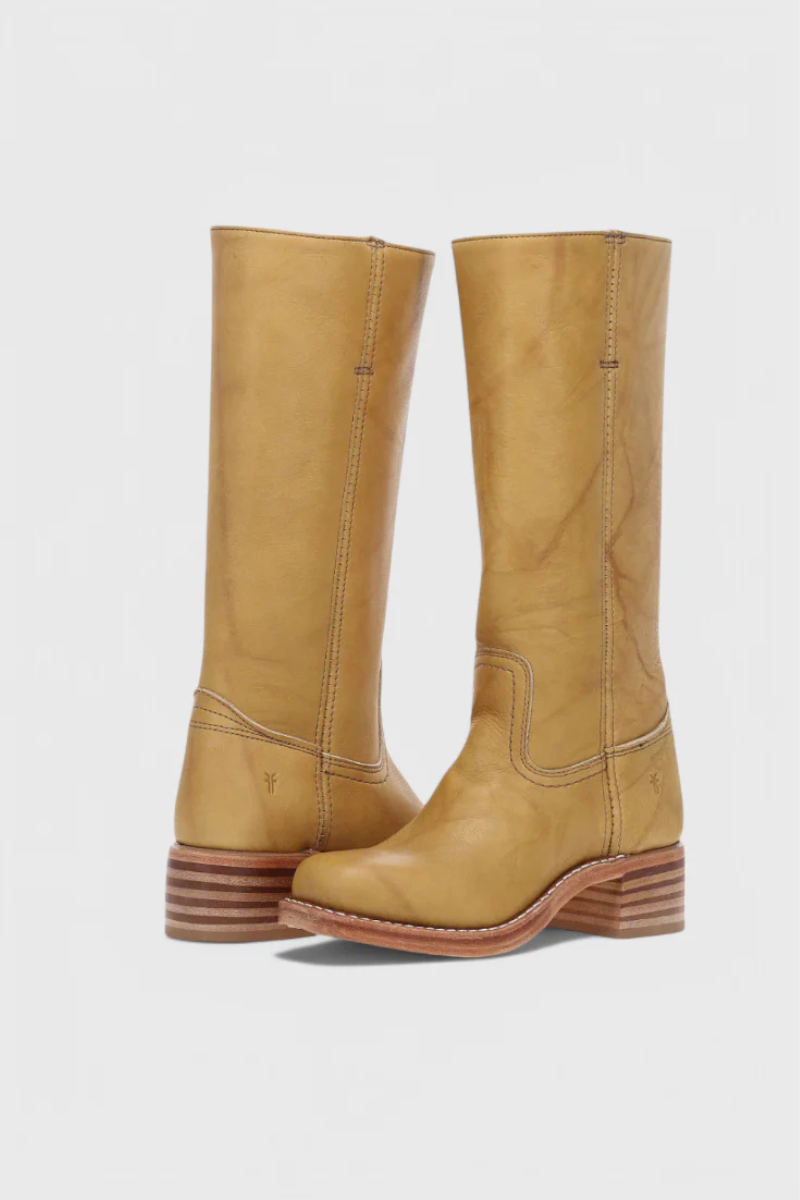 Damen Vintage Stiefel mit Absatz in Kniehöhe im eleganten zeitlosen Design