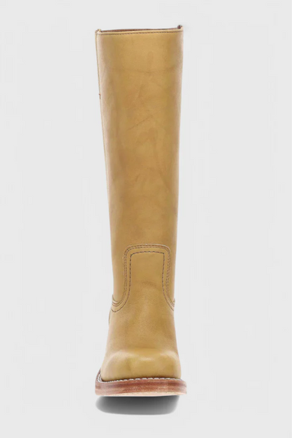 Damen Vintage Stiefel mit Absatz in Kniehöhe im eleganten zeitlosen Design