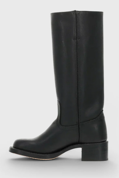 Damen Vintage Stiefel mit Absatz in Kniehöhe im eleganten zeitlosen Design