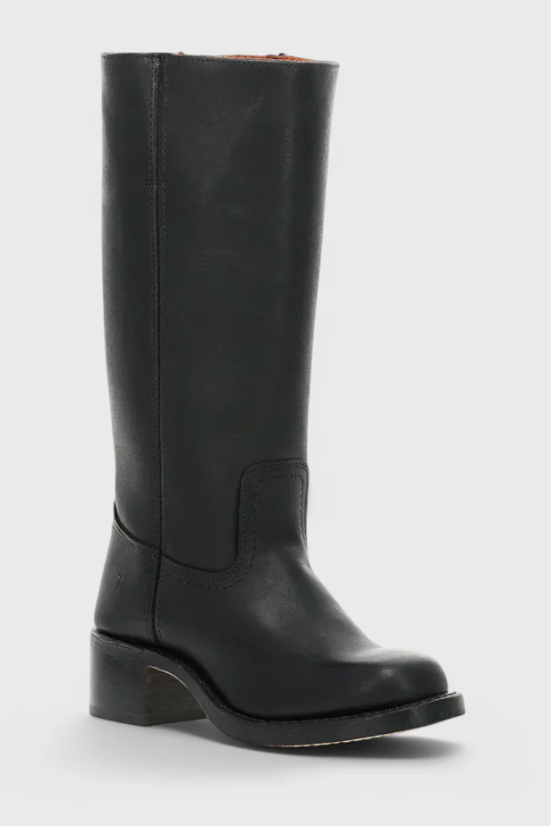Damen Vintage Stiefel mit Absatz in Kniehöhe im eleganten zeitlosen Design