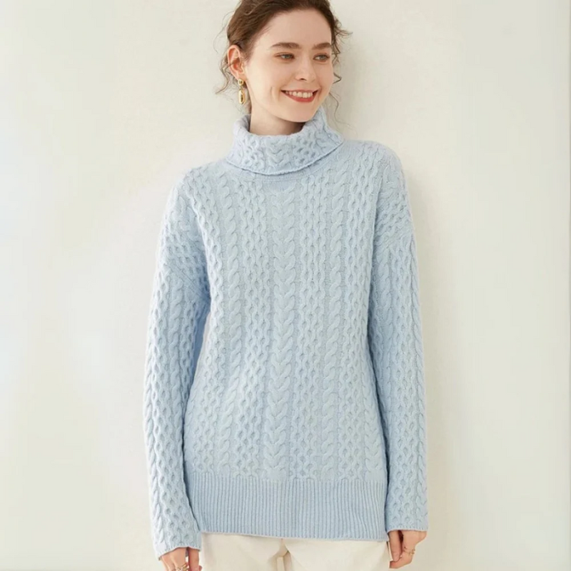 Damen Vintage-Strickpullover mit Rollkragen in elegantem Design