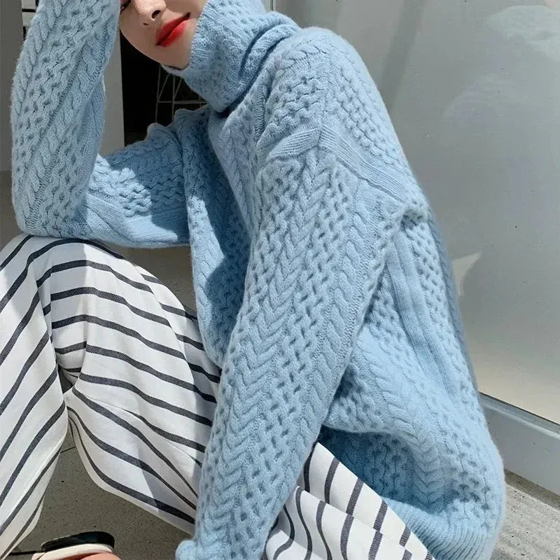 Damen Vintage-Strickpullover mit Rollkragen in elegantem Design
