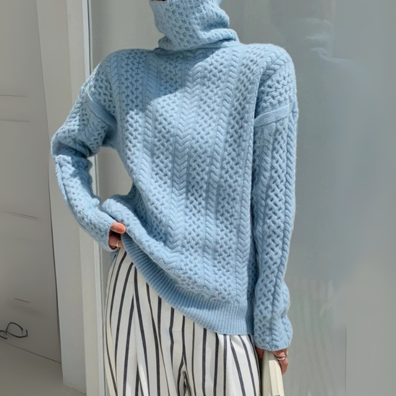 Damen Vintage-Strickpullover mit Rollkragen in elegantem Design