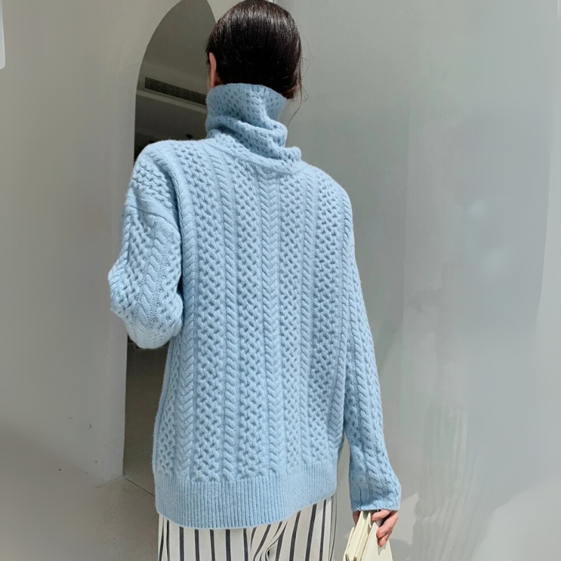 Damen Vintage-Strickpullover mit Rollkragen in elegantem Design