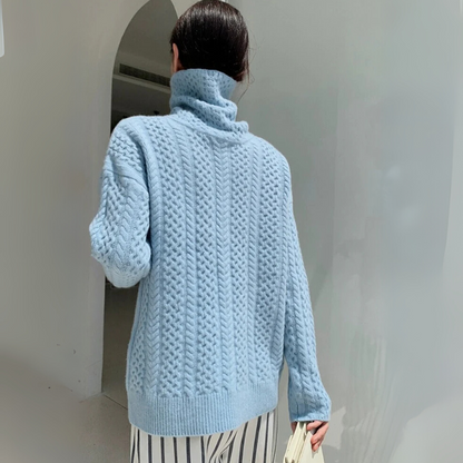 Damen Vintage-Strickpullover mit Rollkragen in elegantem Design