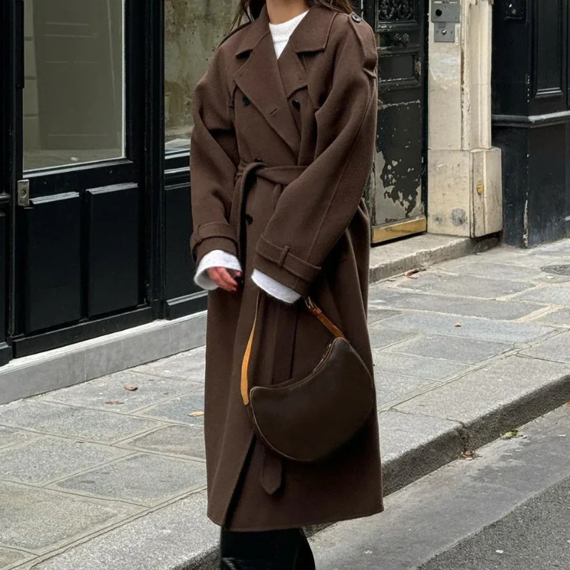 Damen Vintage-Trenchcoat mit Gürtel in elegantem, zeitlosem Design