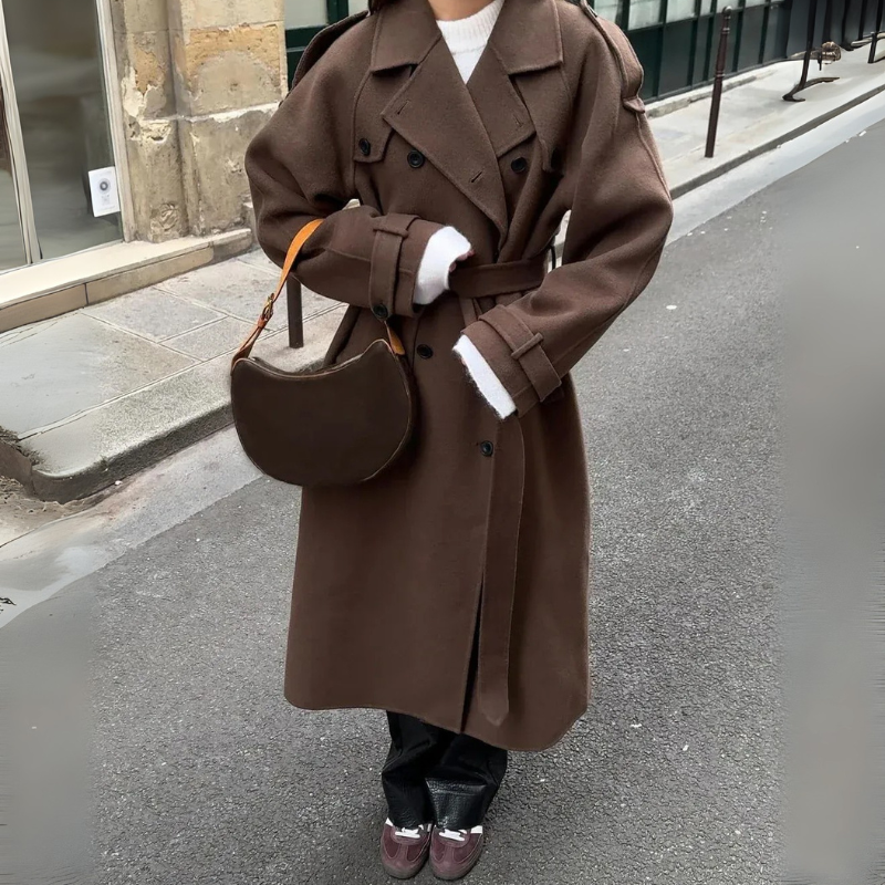 Damen Vintage-Trenchcoat mit Gürtel in elegantem, zeitlosem Design