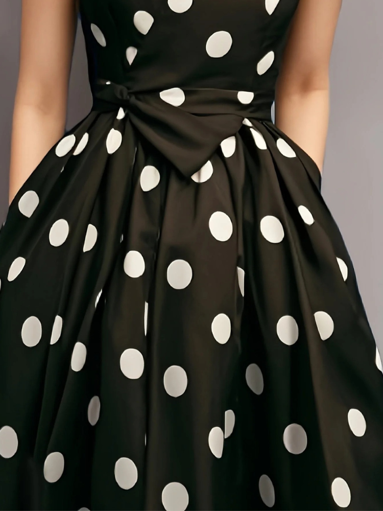 Damen Vintage-Wickelkleid mit Polka-Dots – stilvolles Kleid mit Punktemuster für vielseitige Anlässe