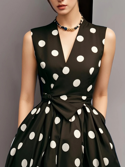 Damen Vintage-Wickelkleid mit Polka-Dots – stilvolles Kleid mit Punktemuster für vielseitige Anlässe