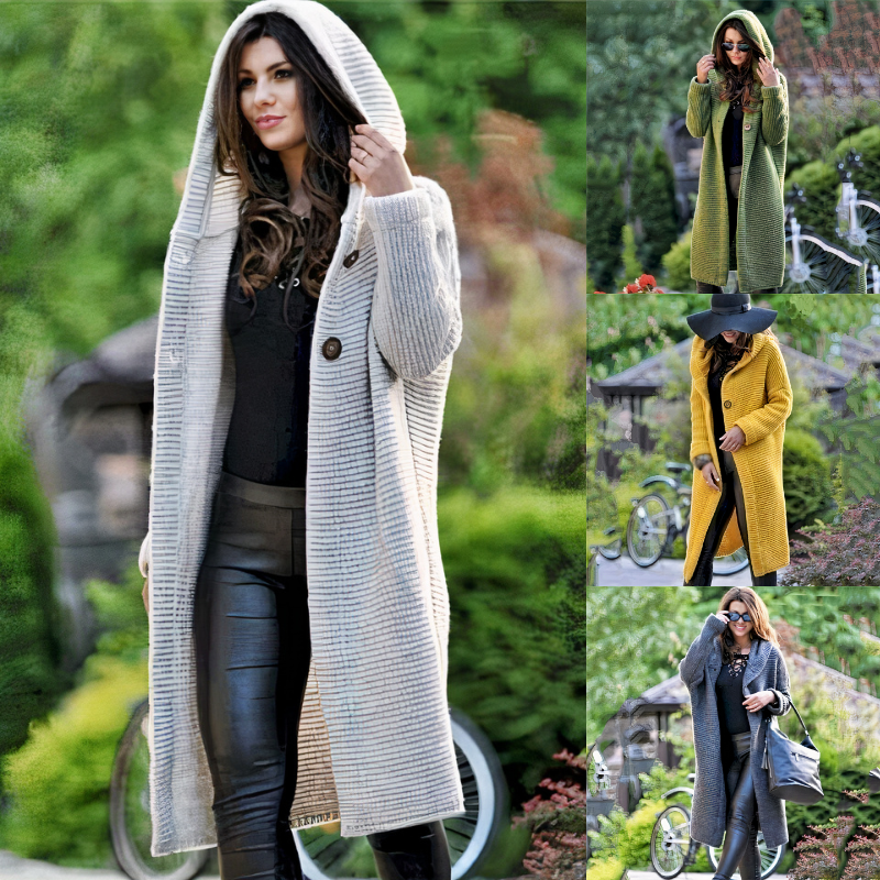 Damen Vintage-Wintermantel mit Kapuze in zeitlosem Design