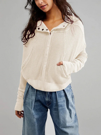 Damen leichte Waffel-Kapuzenjacke in modernem Design, ideal für Alltag und Freizeit.