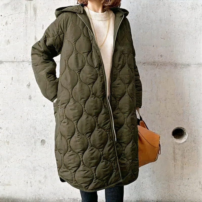 Damen warme gesteppte Kapuzenjacke mit zeitlosem Design und praktischer Kapuze