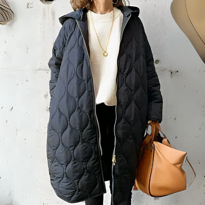 Damen warme gesteppte Kapuzenjacke mit zeitlosem Design und praktischer Kapuze