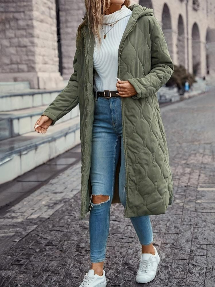 Damen warme Kapuzen-Daunenjacke in modernem Design, ideal für kalte Wintertage