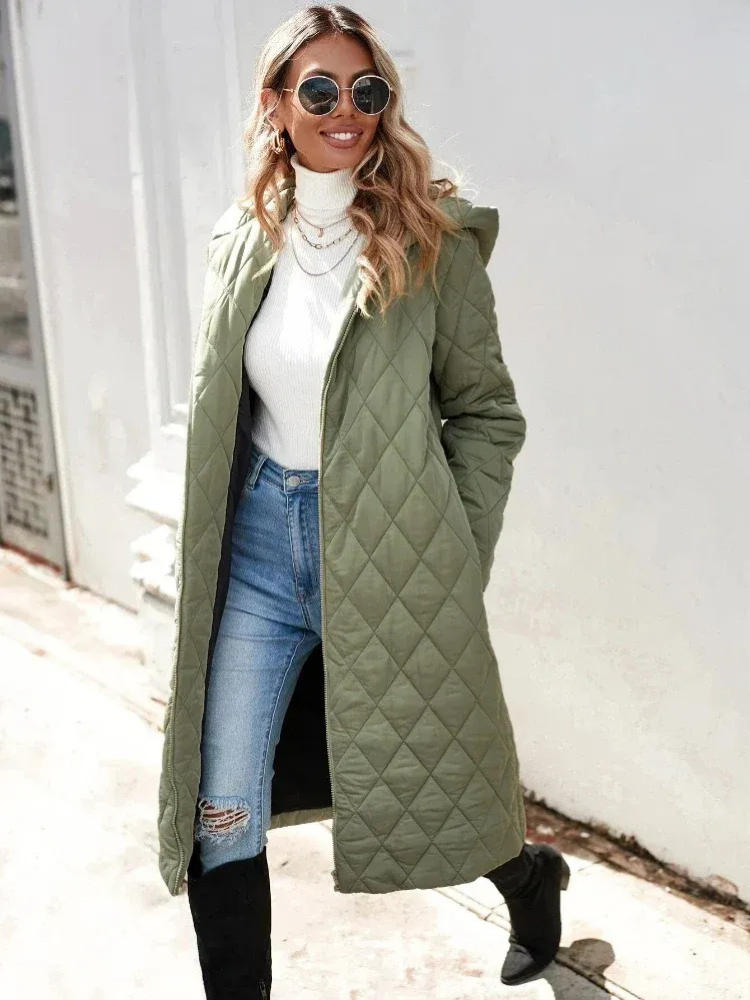 Damen warme Kapuzen-Daunenjacke in modernem Design, ideal für kalte Wintertage