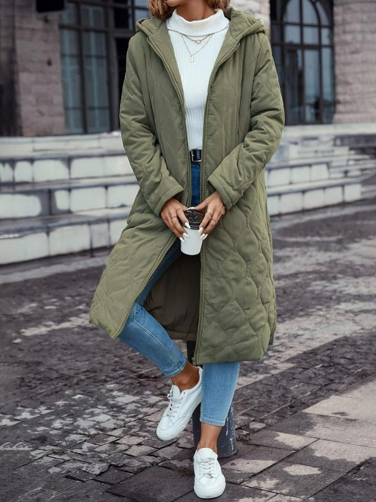 Damen warme Kapuzen-Daunenjacke in modernem Design, ideal für kalte Wintertage