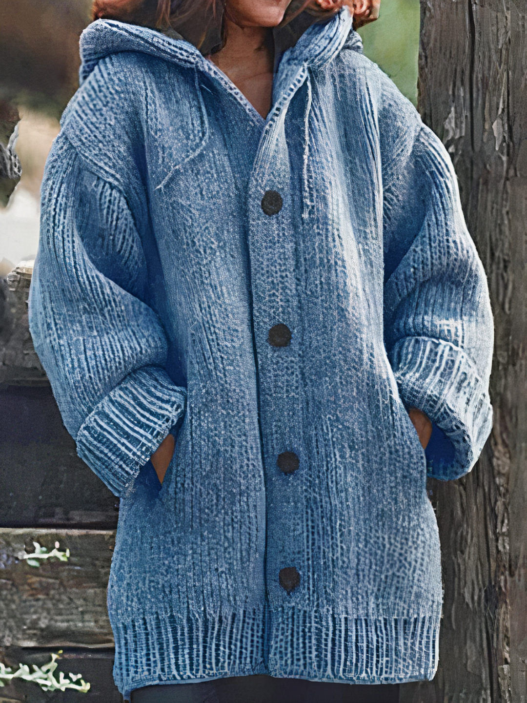 Damen Warme Kapuzenstrickjacke mit praktischem Design und zeitloser Ausstrahlung, ideal für kühle Tage.
