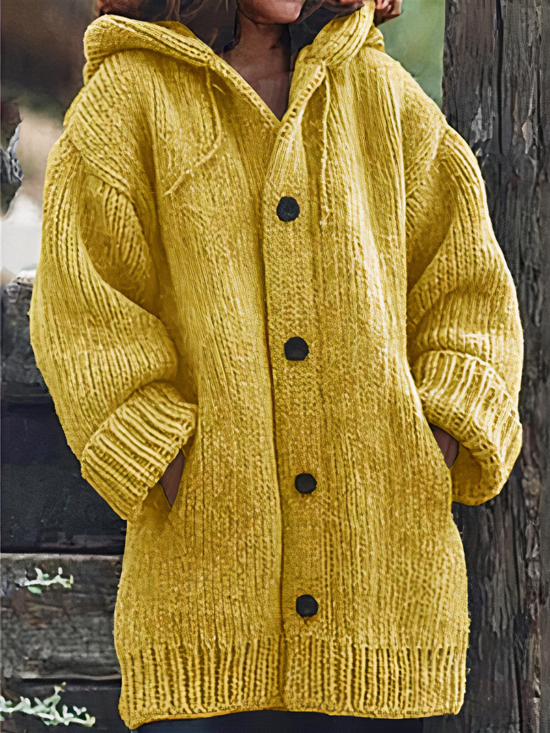 Damen Warme Kapuzenstrickjacke mit praktischem Design und zeitloser Ausstrahlung, ideal für kühle Tage.