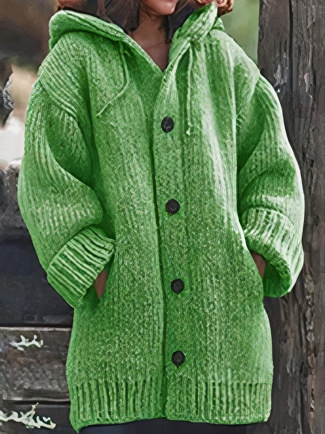 Damen Warme Kapuzenstrickjacke mit praktischem Design und zeitloser Ausstrahlung, ideal für kühle Tage.