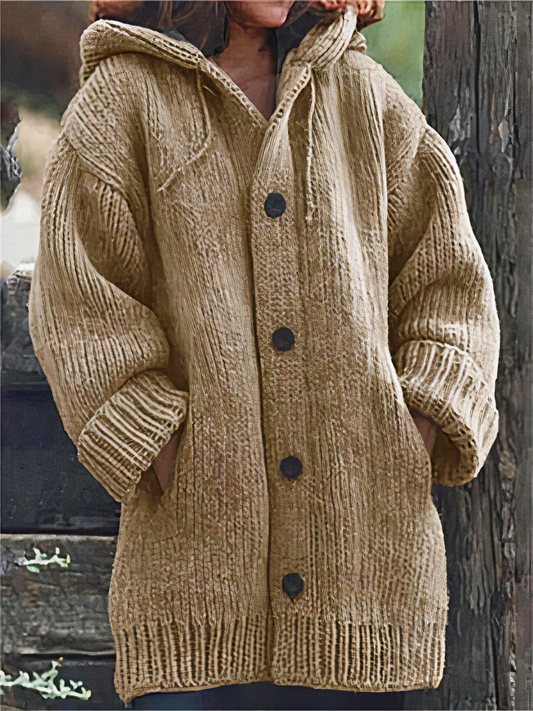 Damen Warme Kapuzenstrickjacke mit praktischem Design und zeitloser Ausstrahlung, ideal für kühle Tage.
