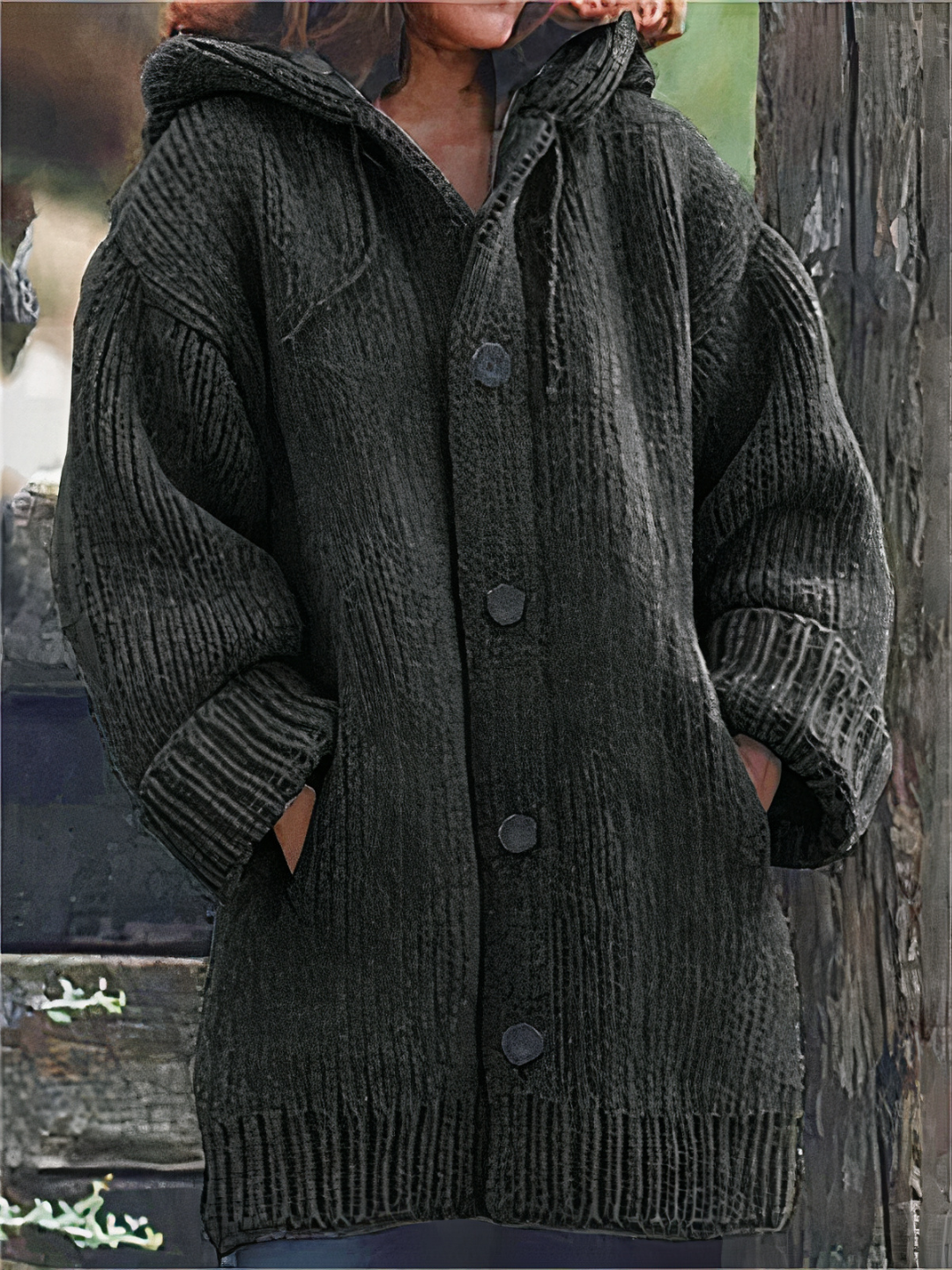 Damen Warme Kapuzenstrickjacke mit praktischem Design und zeitloser Ausstrahlung, ideal für kühle Tage.