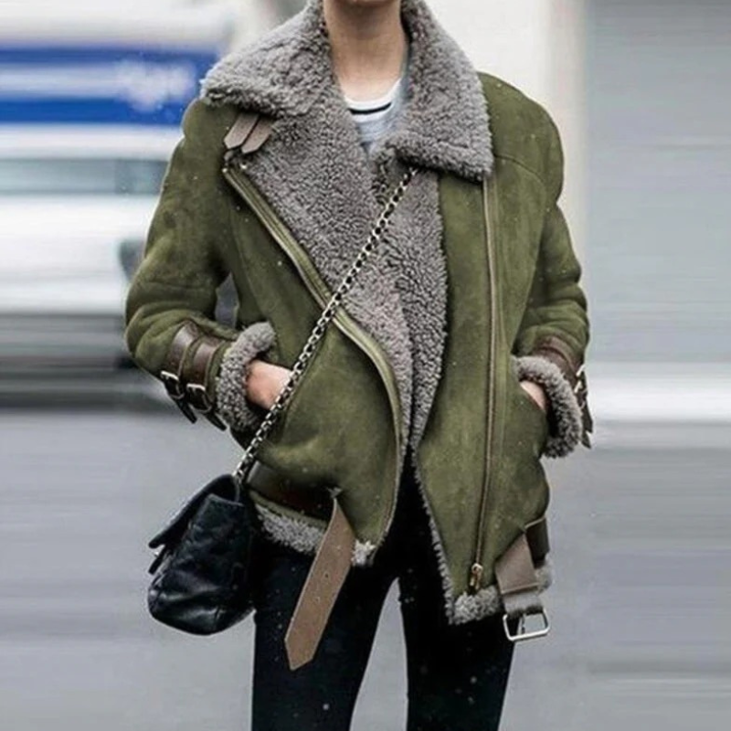 Damen warme Vintage-Jacke im klassischen Retro-Stil mit bequemer Passform