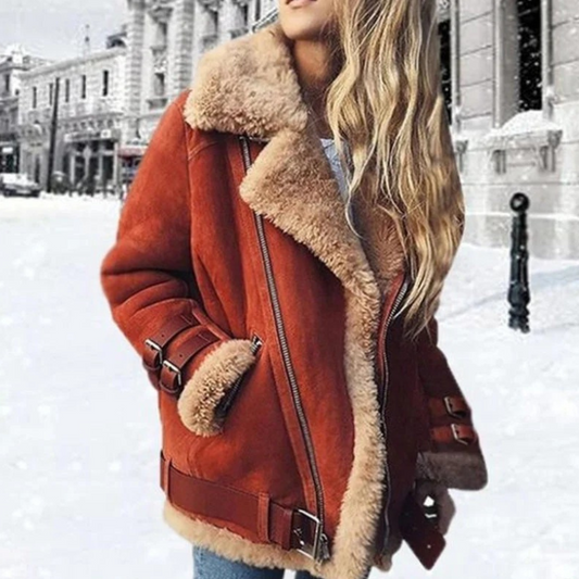 Damen warme Vintage-Jacke im klassischen Retro-Stil mit bequemer Passform