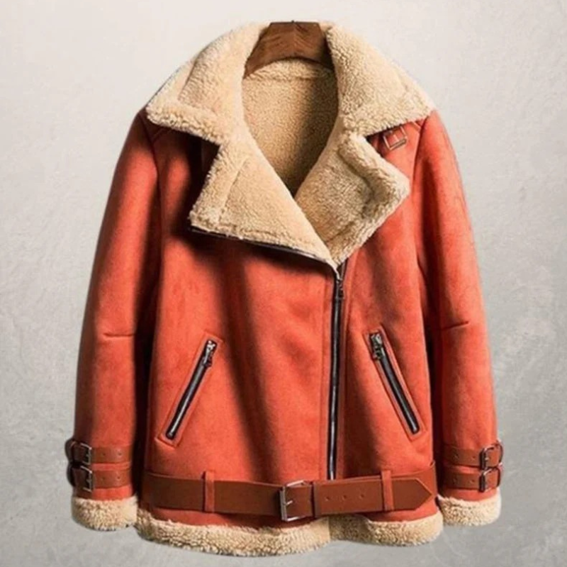 Damen warme Vintage-Jacke im klassischen Retro-Stil mit bequemer Passform