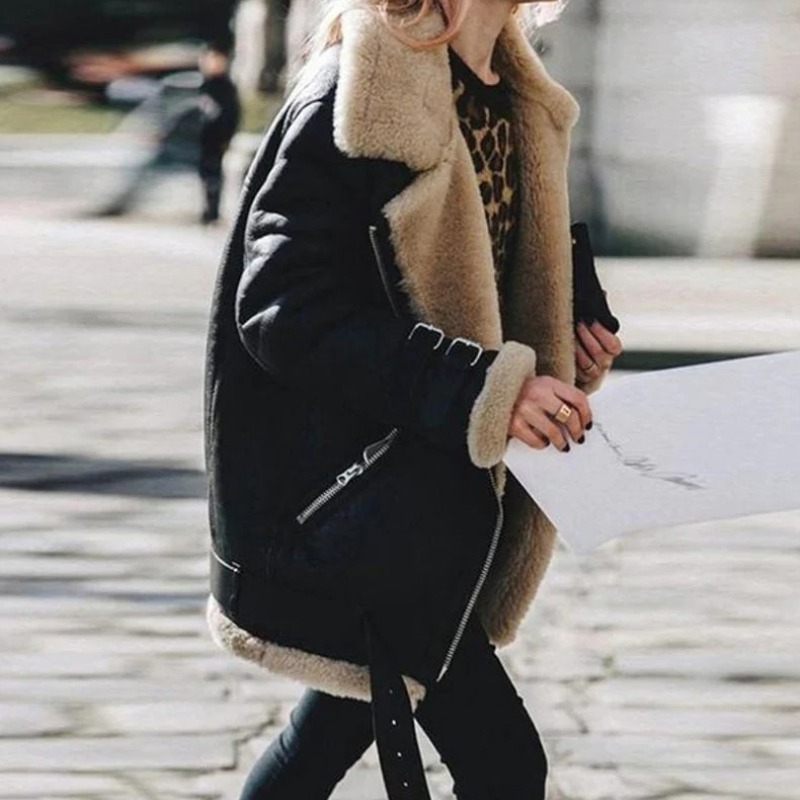 Damen warme Vintage-Jacke im klassischen Retro-Stil mit bequemer Passform