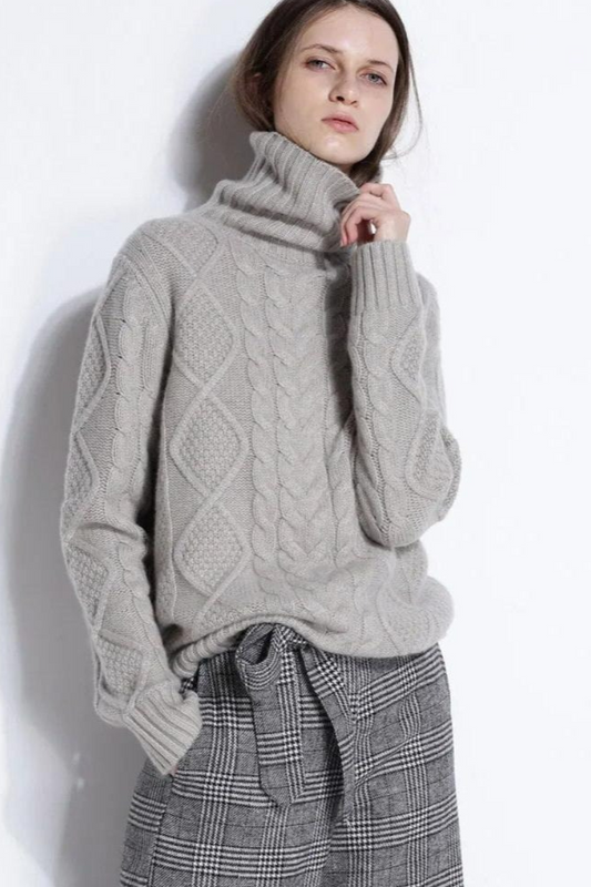 Damen warmer dicker Pullover mit Rollkragen für kalte Tage