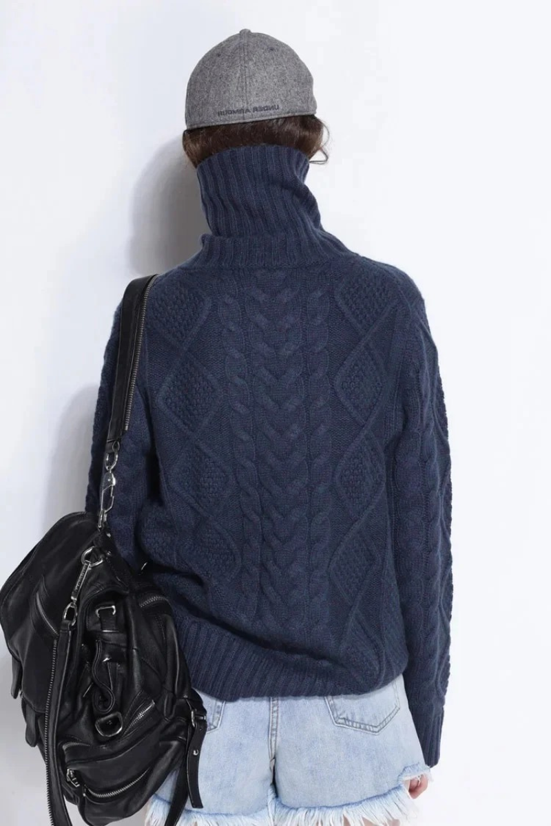 Damen warmer dicker Pullover mit Rollkragen für kalte Tage