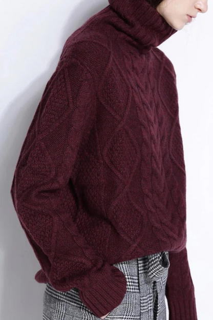 Damen warmer dicker Pullover mit Rollkragen für kalte Tage