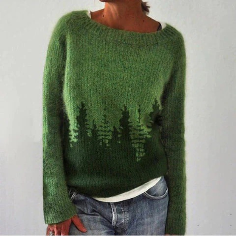 Damen Norwegerpullover mit herbstlichem Muster und warmem Tragekomfort