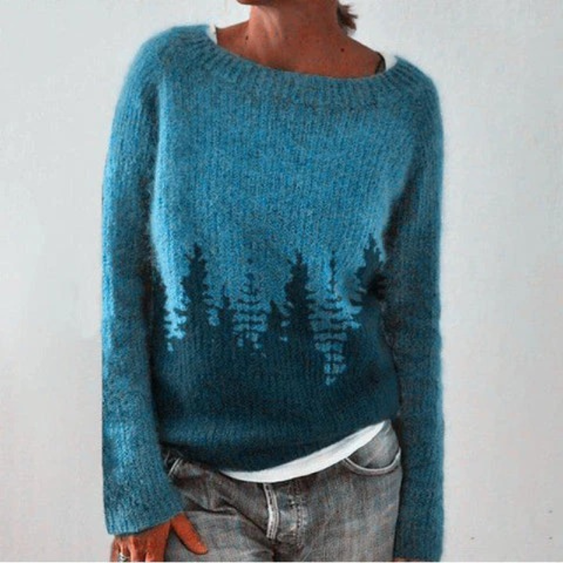 Damen Norwegerpullover mit herbstlichem Muster und warmem Tragekomfort