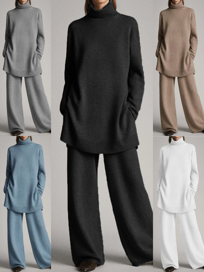 Damen warmes Rollkragenpullover-Set für gemütliche und stilvolle Wintertage.