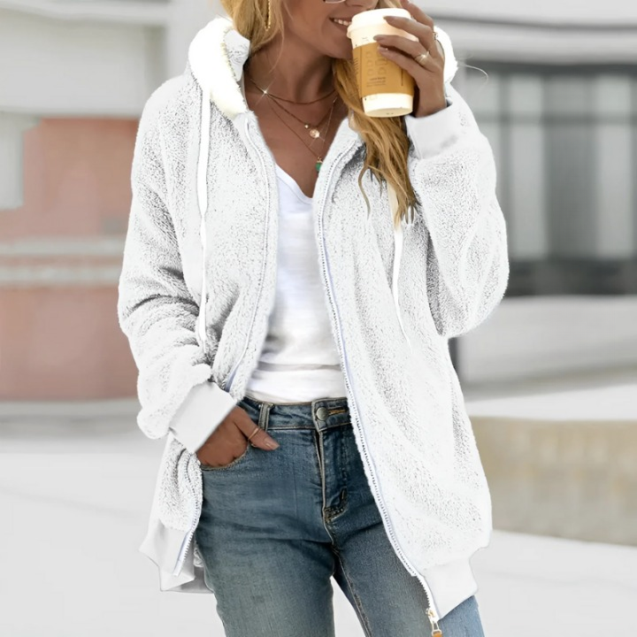 Damen weiche gemütliche Kapuzenjacke, ideal für Alltag und Freizeit, bietet Komfort und Wärme.