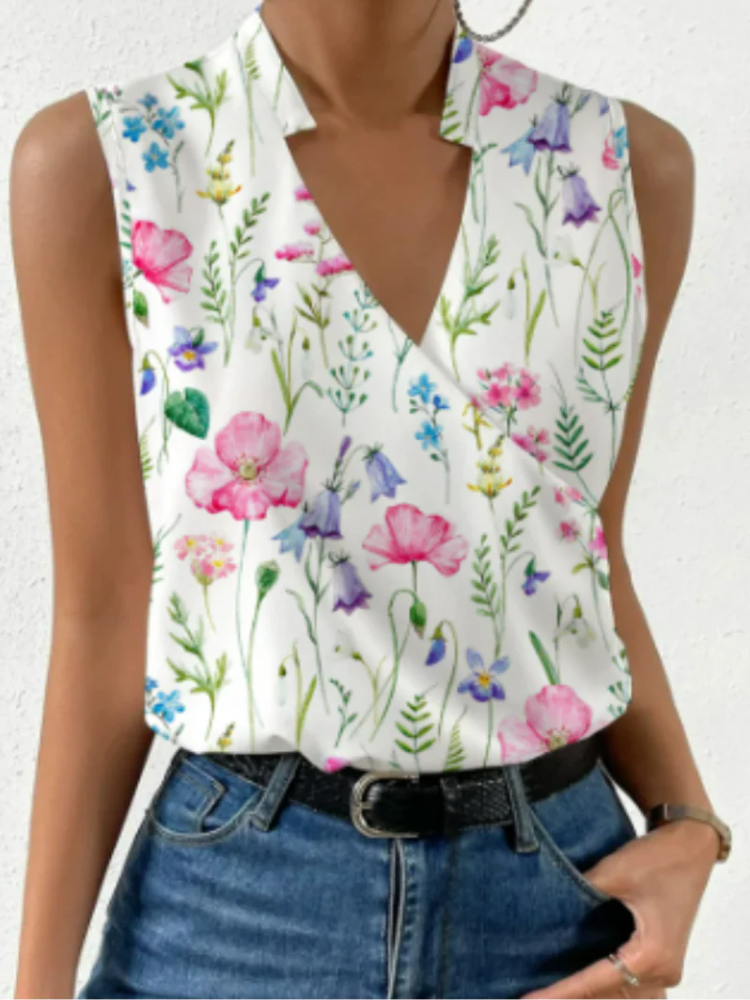 Damen weiches luftiges Sommertop mit V-Ausschnitt für sommerliche Outfits