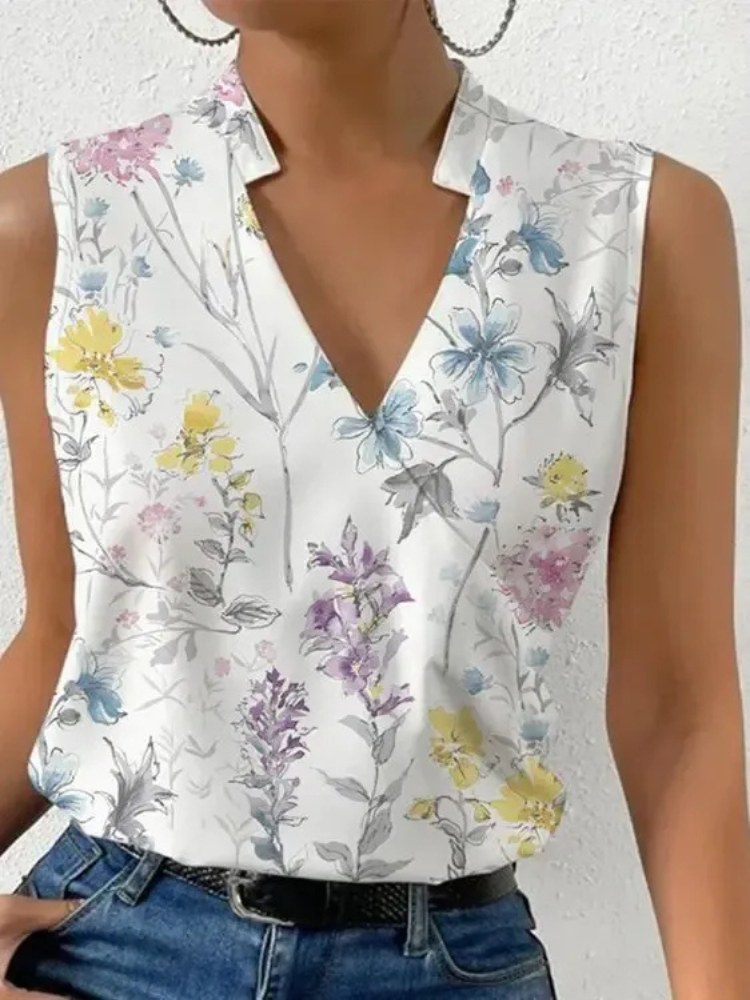 Damen weiches luftiges Sommertop mit V-Ausschnitt für sommerliche Outfits