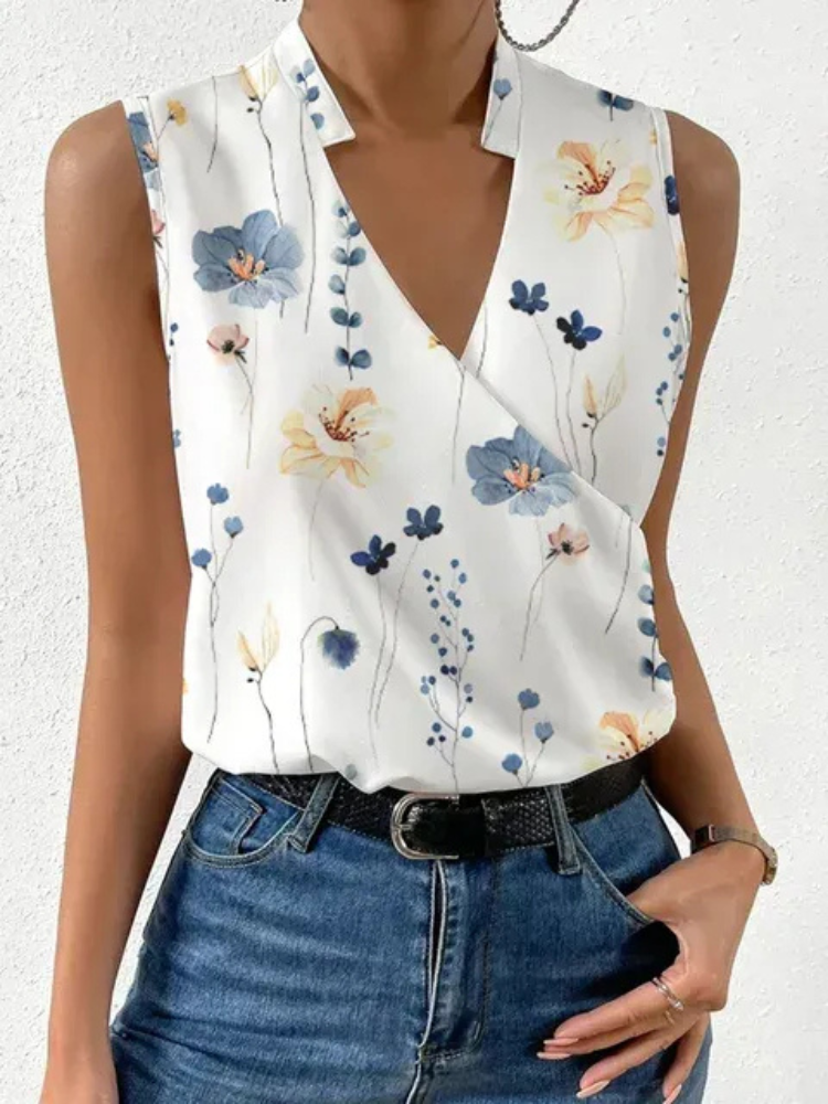 Damen weiches luftiges Sommertop mit V-Ausschnitt für sommerliche Outfits