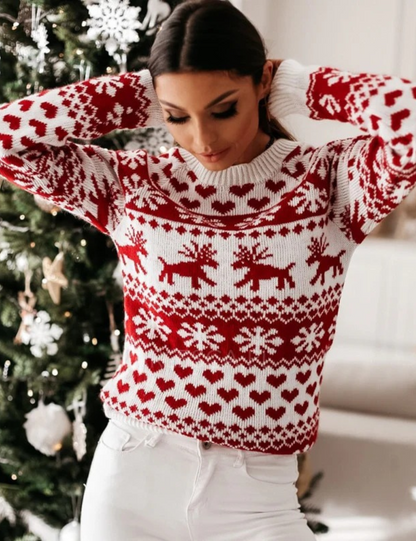 Damen warmer Schneeflocken-Pullover, gemütlich und winterlich gestaltet