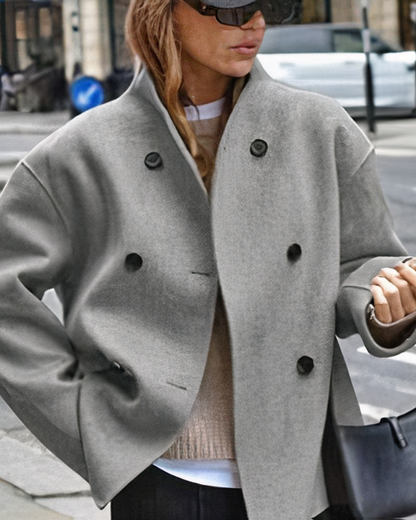 Damen zeitloser Doppelreiher-Mantel im klassischen Design für elegante Outfits