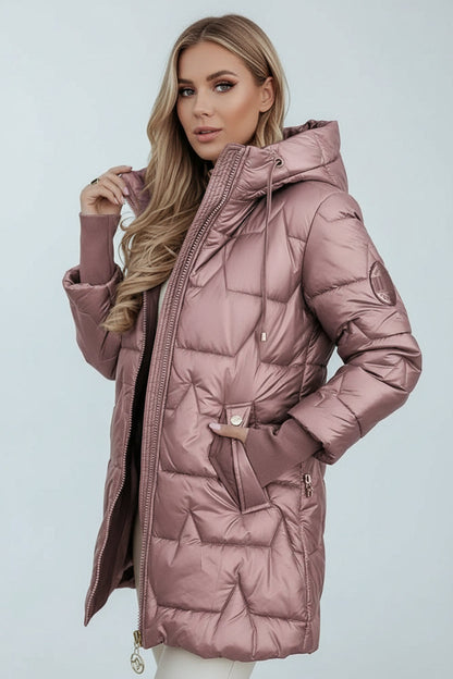 Lange Steppjacke mit großzügiger Kapuze für Damen | Elinora