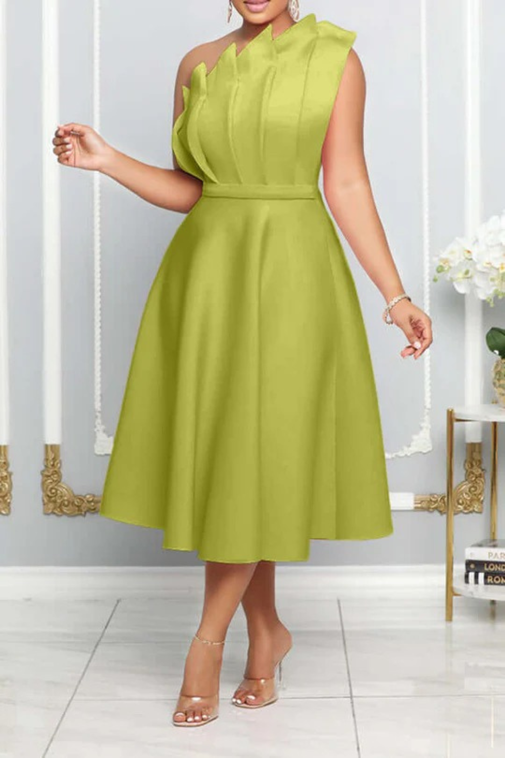 Damen Cocktailkleid mit asymmetrischem Ein-Schulter-Design für festliche Anlässe
