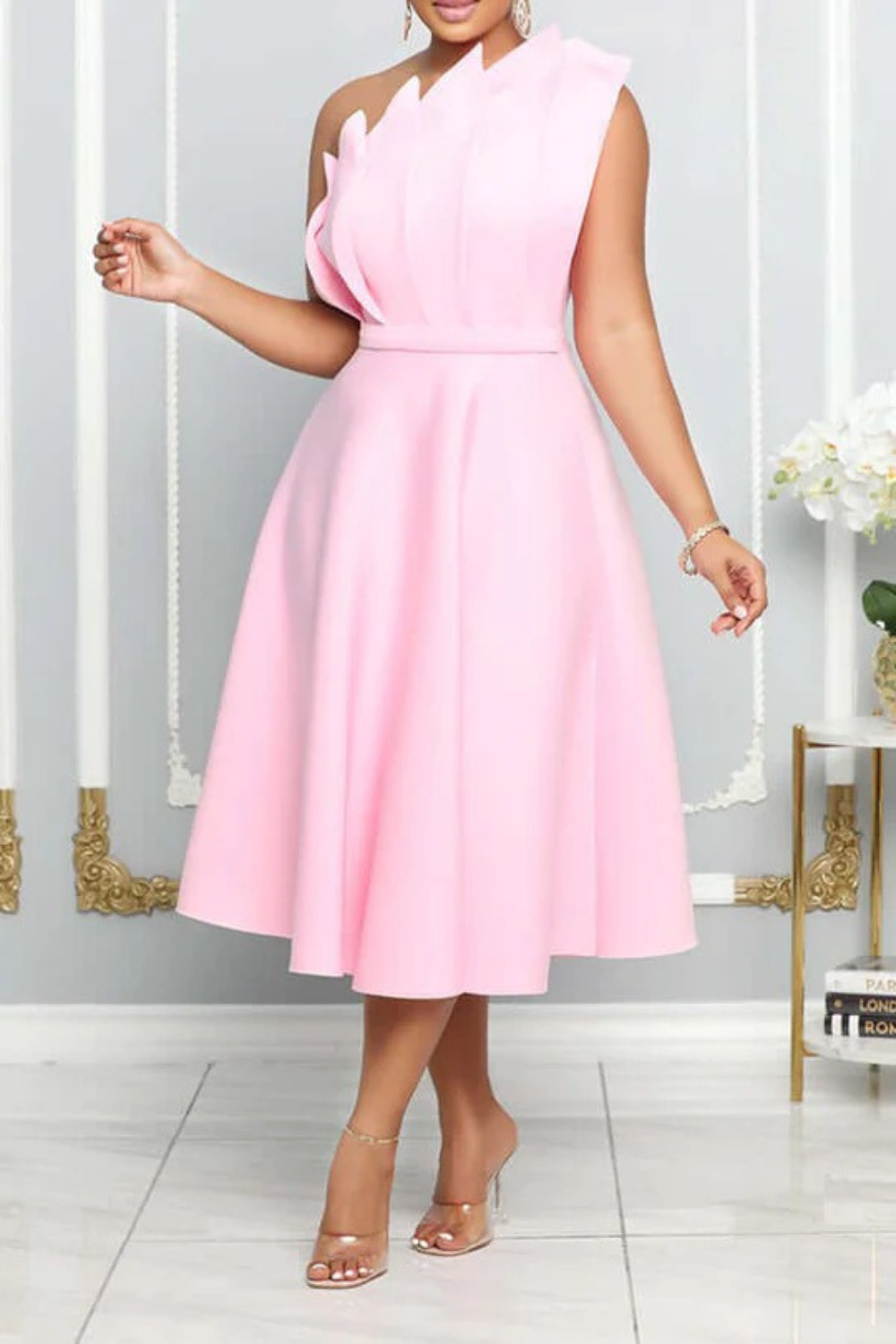 Damen Cocktailkleid mit asymmetrischem Ein-Schulter-Design für festliche Anlässe