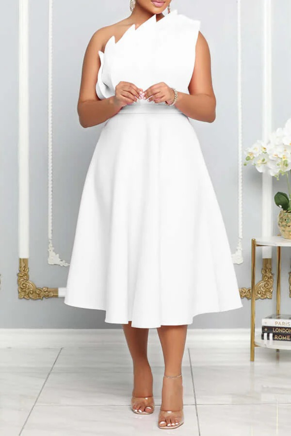 Damen Cocktailkleid mit asymmetrischem Ein-Schulter-Design für festliche Anlässe