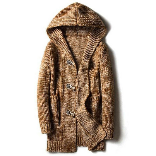 Elegante Herren-Strickjacke mit Kapuze im zeitlosen Design für Alltag und Freizeit